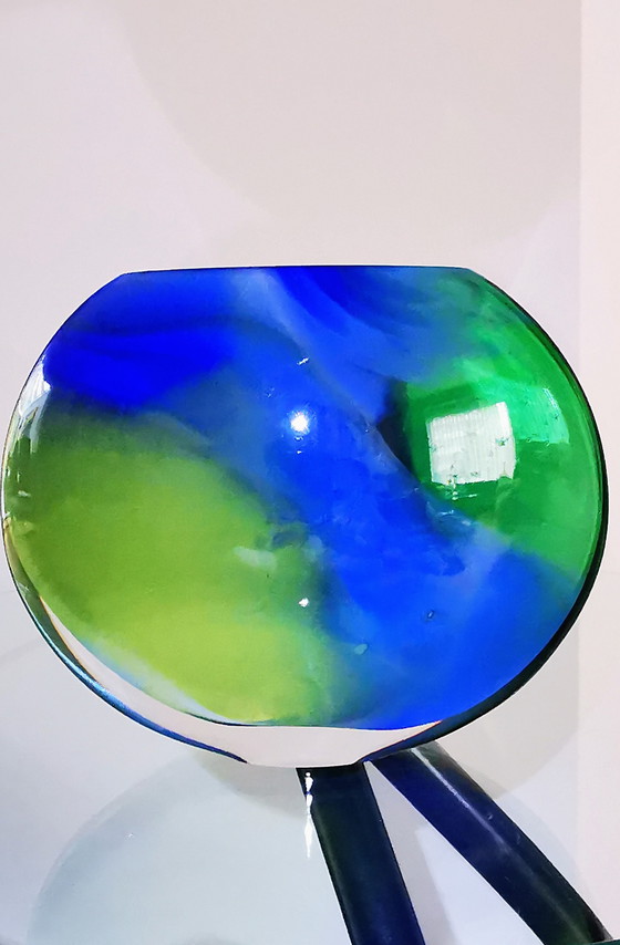 Image 1 of Verre d'art Hoglund, vase Ellips, années 1980