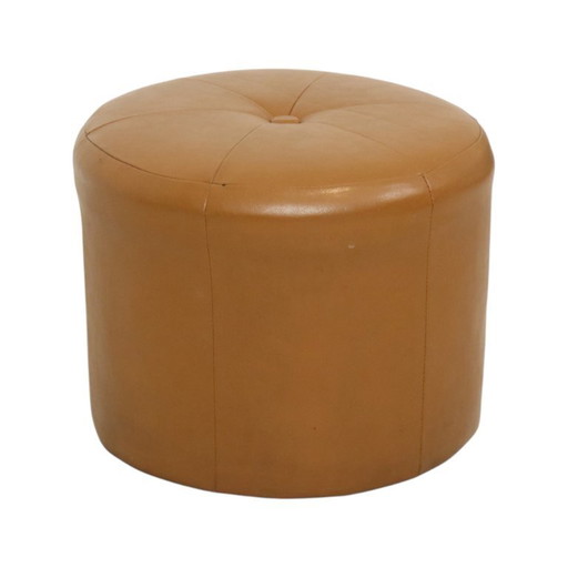 Pouf rotondo vintage color cammello