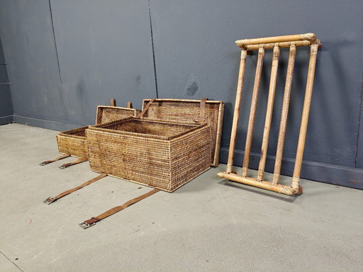 Vintage wicker trunks, 1970s - set of 2 