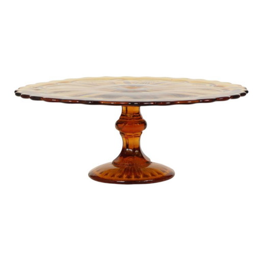 Plato pequeño para pasteles Art Déco color ámbar, 27 cm.