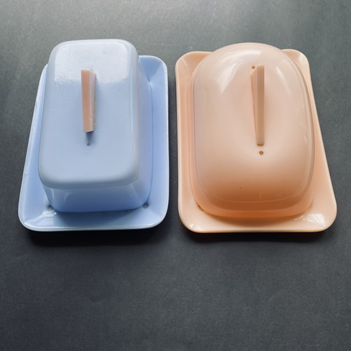 Set moderner Butterglocken – Pastellblau & Pfirsich – minimalistisches Design