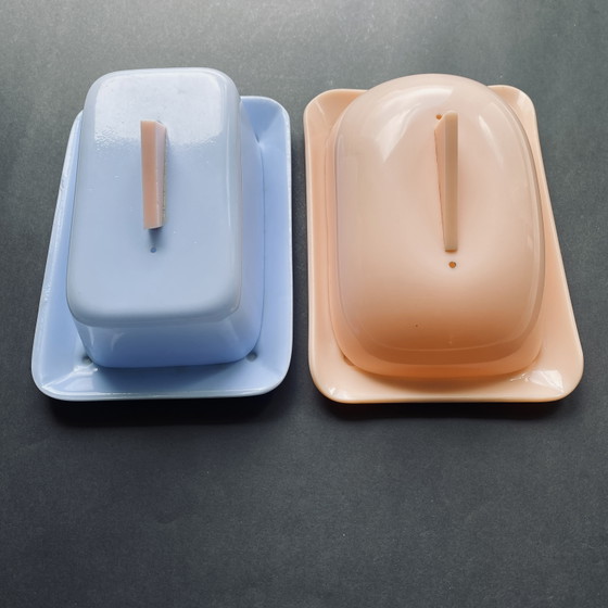 Image 1 of Set moderner Butterglocken – Pastellblau & Pfirsich – minimalistisches Design