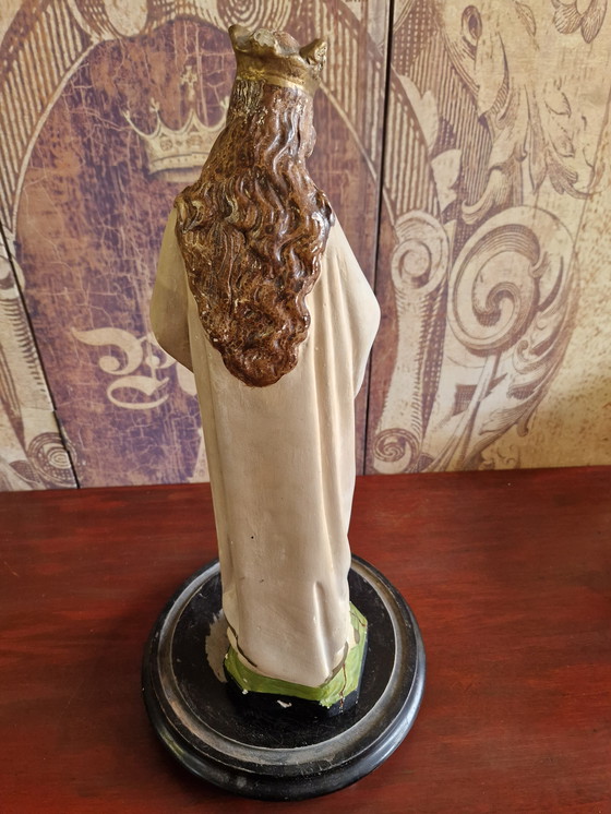 Image 1 of Antique bell jar with statue of Mary 55x25
