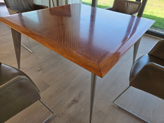 Philippe Starck for Driade Aleph - 'Tisch Un' Dining Table 135x135 cm – Metal, Wood (photo 3 of 7)