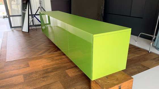 Image 1 of Lago ‘Amplia’ designer wall cabinet – floating sideboard in olive green