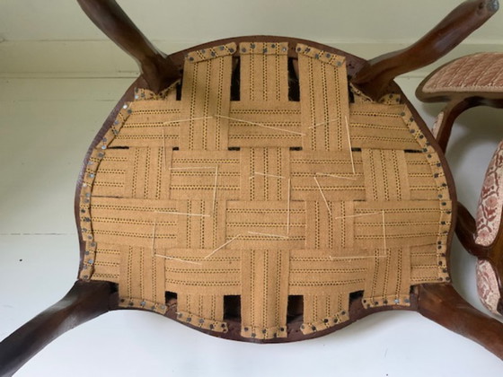 Image 1 of Paar Antieke Louis XV fauteuils met fluwelen stof