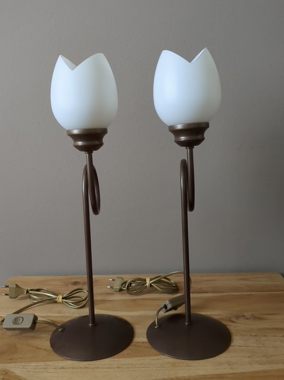 Image 1 of Set of Vintage Solid Table Lamps 'Tulip'