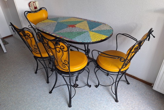 Set da pranzo vintage in ferro battuto per interni ed esterni – Set da giardino, Metallo (photo 3 of 14)