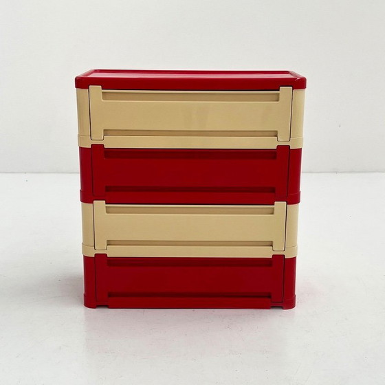 Image 1 of Cómoda roja y blanca Modelo 4964 de Olaf Von Bohr para Kartell, 1970s