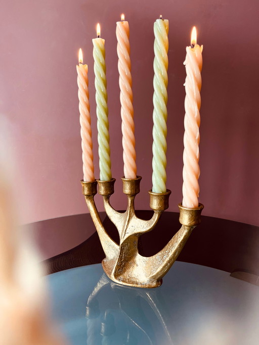 ¡Único! Candelabro de latón Van Gilde de mediados de siglo.