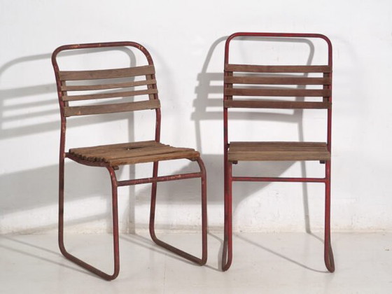 Chaises de jardin rouges antiques (env. 1920). Lot de 2 pièces #16 – Wood, Iron (photo 12 of 40)
