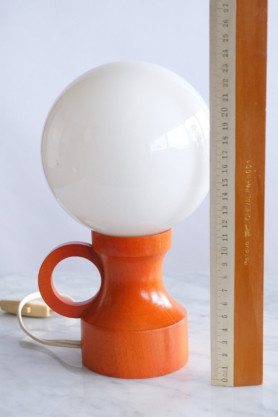 Image 1 of 2 lampes vintage en bois et verre