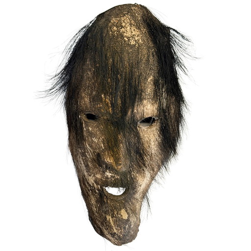 Máscara de Chamán de Cuero de Yak Nepalés – Gurung/Magar – Mediados del Siglo XX