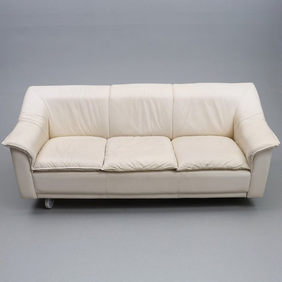 Image 1 of Ensemble de canapés vintage en cuir 2 pièces — 2 places + 3 places — Seconde moitié du XXe siècle