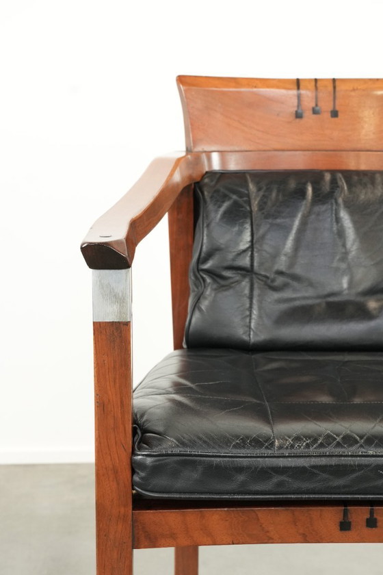 Image 1 of Black leather Schuitema Art Deco design dining/side/desk chair