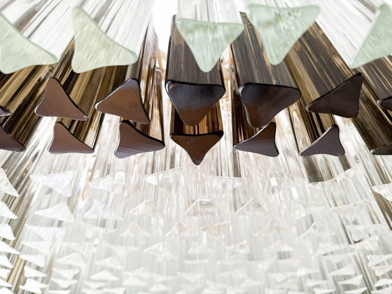 Image 1 of Weelderige kroonluchter van Paolo Venini voor Vivarini, Muranoglas/Prismaglas, Italië, jaren 70, op maat gemaakt