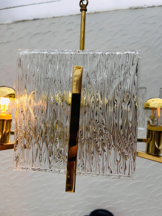 Image 1 of Vintage messing ijsglas kroonluchter