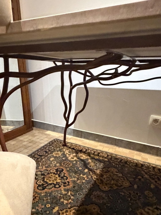 Tavolo da pranzo scultoreo in metallo battuto in stile Art Nouveau Revival - anni '70 – Tavoli da pranzo (photo 17 of 22)