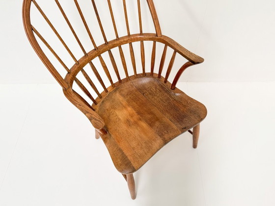 Image 1 of Danish CH18A Oak High Back Chair by Frits Henningsen for Carl Hansen & Son, 1960s