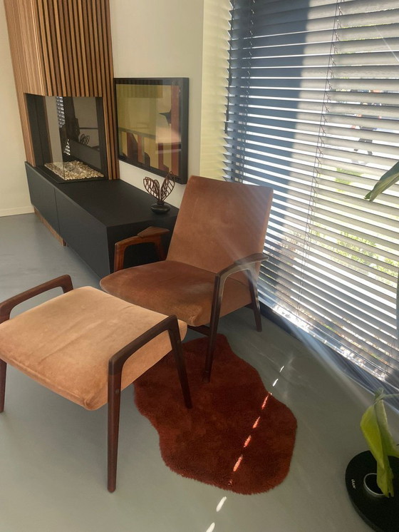 Image 1 of Vintage Deens design fauteuil met voetenbank