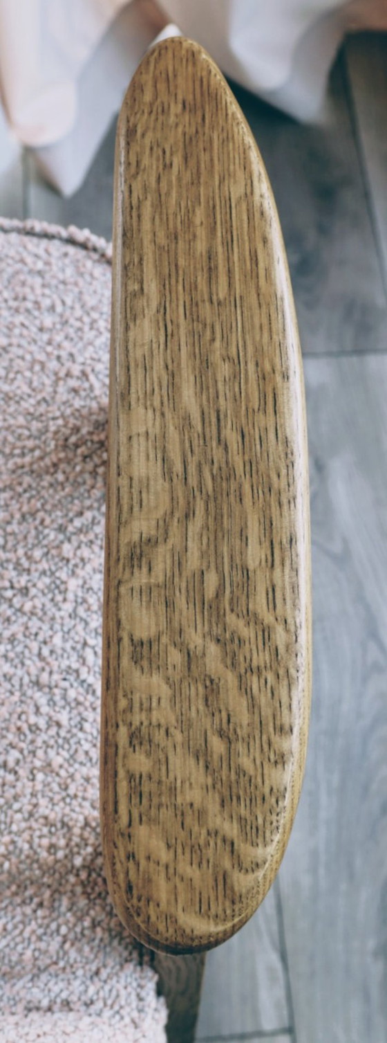 Image 1 of Fauteuil moderne rustique Chêne bois poudré rose bouclé 