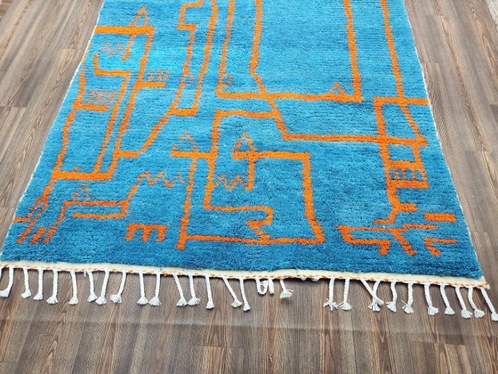 Großer marokkanischer Teppich aus Naturwolle, Maße 250x150 cm, handgefertigt. – Teppiche & Läufer, Wool (photo 6 of 20)