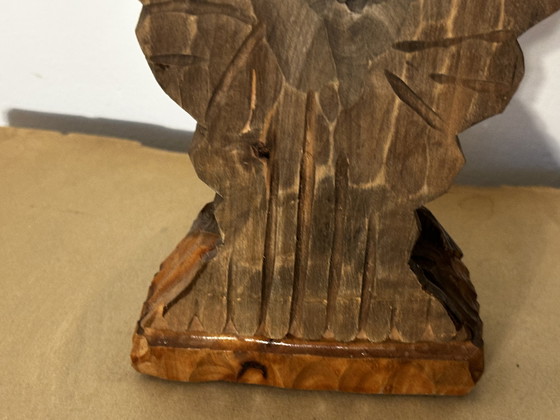 Image 1 of Aigle en bois sculpté - fabrication artisanale vintage Allemagne 
