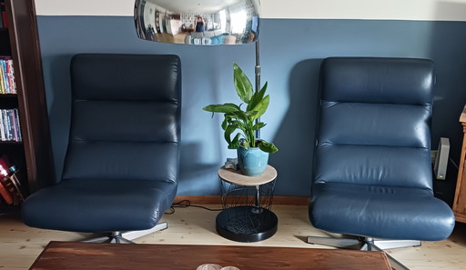 2 sedie girevoli in pelle