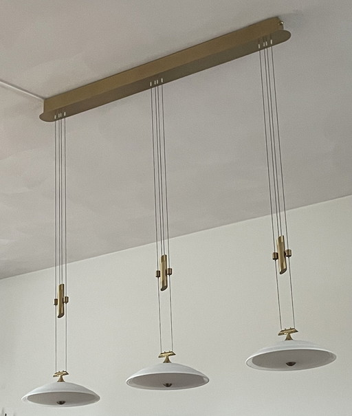 Lampada a sospensione B+M Leuchten 3 luci "regolabile in altezza" Montaggio a soffitto Anni '90