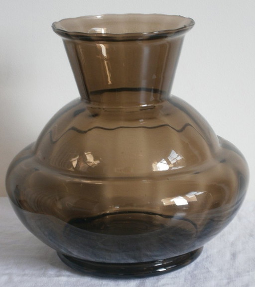 Art Deco Doyen vase, brown, glass, 1930s, High 24.5cm