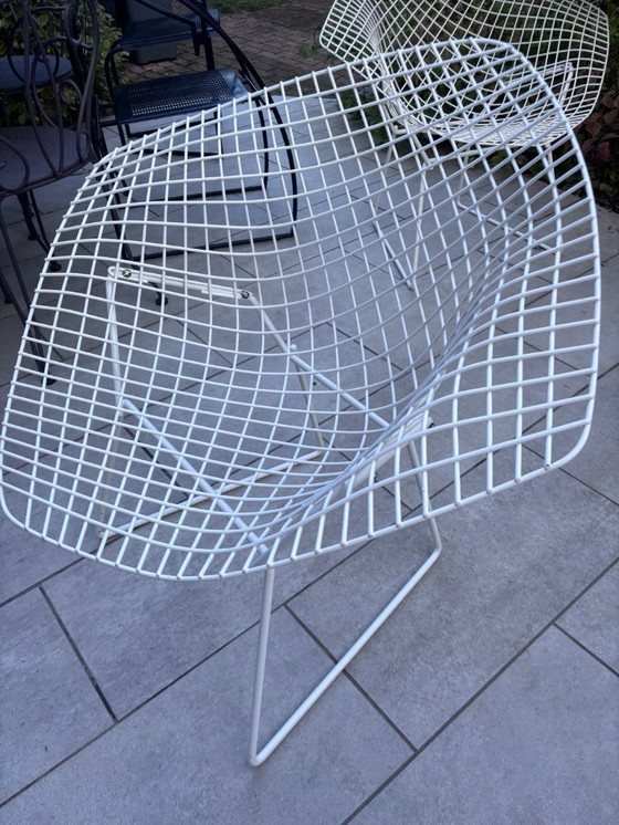 Image 1 of Bertoia Diamond Knoll vintage white armchairs - iconic design