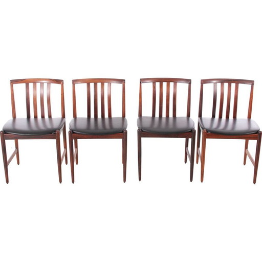 4er-Set skandinavischer Vintage-Stühle aus Palisander und Leder von Westnofa