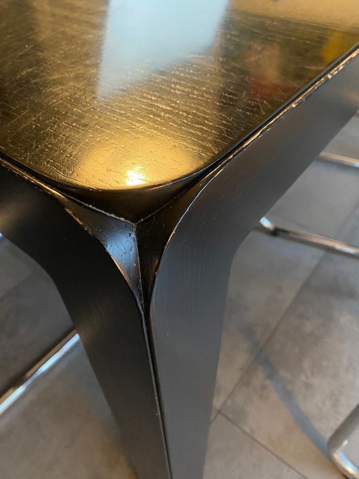 Tavolo da pranzo quadrato nero, design olandese anni '70