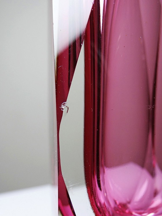 Image 1 of Sommerso faceted Murano vase in pink glass and crystal, 1950s-60s