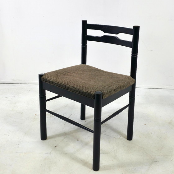 Image 1 of 6 sedie da pranzo de Coene in legno nero, vintage, Belgio anni '70