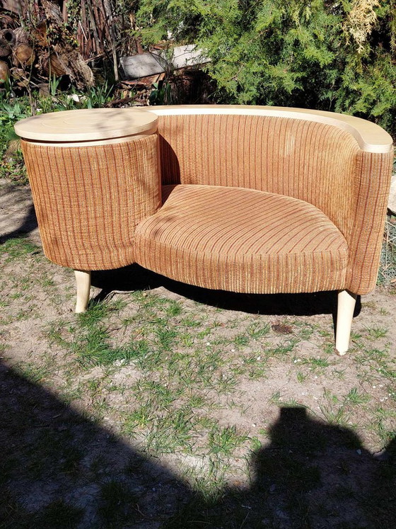 Banc de téléphone avec table intégrée, Banc de conversation, années 1960 (photo 4 of 4)