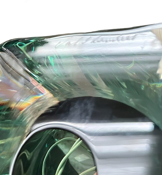 Image 1 of Mid-century lampenvoet groen glas Val Saint Lambert 1950's