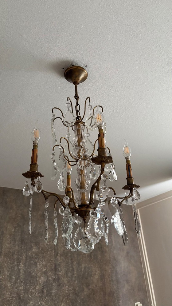Lampadario antico in cristallo – Illuminazione, Ottone (photo 10 of 10)