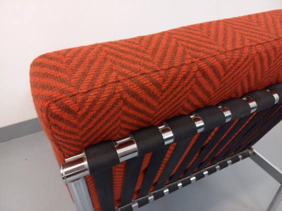 Image 1 of Fauteuil chauffeuse moderniste vintage en tissu et métal chromé des années 60 70