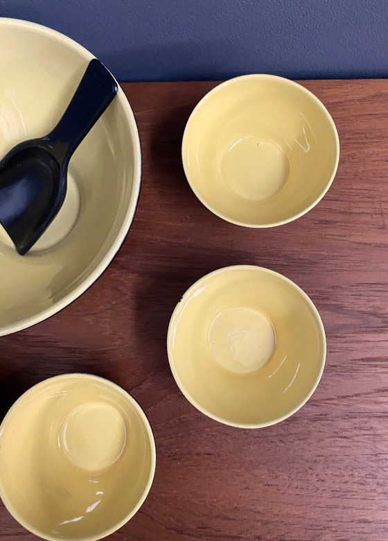 Image 1 of Set di dispenser di noci in ceramica nera e gialla, anni '60