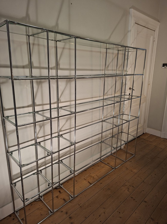 Abstracta Wandkast, Poul Cadovius, Vintage Jaren Zeventig – Chrome, Glass (photo 3 of 12)