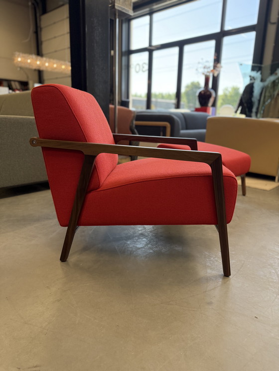 Image 1 of Harvink Splinter Armchair with Hocker walnut Hallingdal fabric