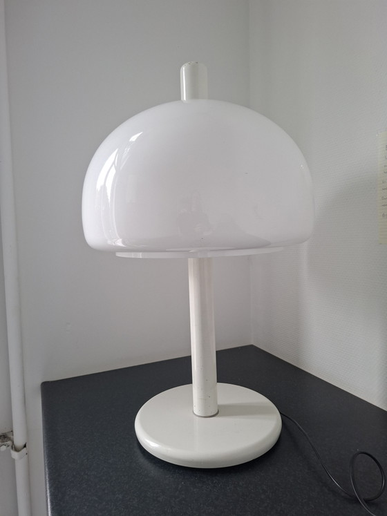 Vintage XL mushroom table lamp Dijkstra design, Plastic, Metal, White (photo 3 of 6)