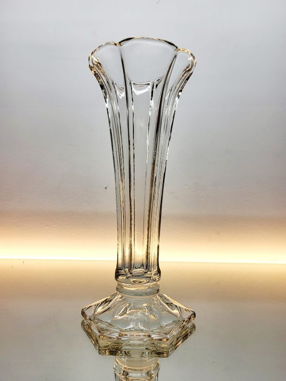 Image 1 of Val Saint Lambert Art deco Vase, Luxval Serie Modell Américain L, transparente Farbe, Belgien