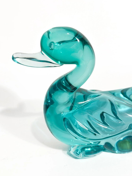 Green Murano Glass Duck Sculpture by Archimede Seguso 1950s (photo 5 of 6)