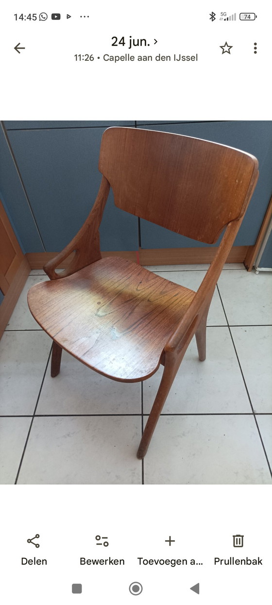 Art Deco Set – Dining chairs, Wood, Textile (photo 4 of 5)