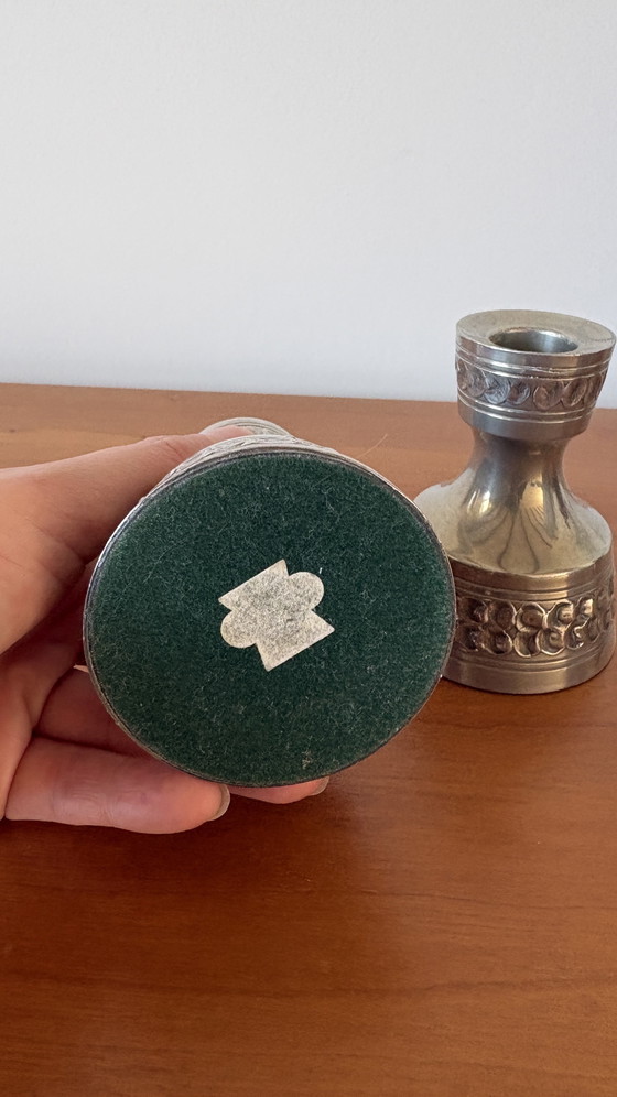 Image 1 of Set of 2 OSLO METALL PERLETINN Candle Holder Viking Decor Norway 1960s