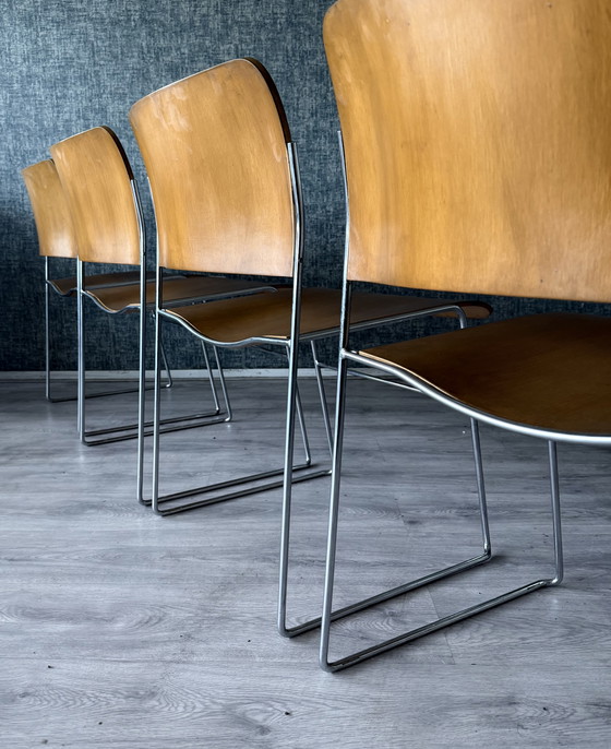 Image 1 of Set aus 4 HOWE 40/4 Stühlen – David Rowland – Bugholz und Stahl