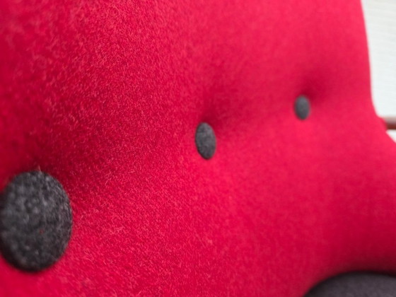 Image 1 of Fauteuil de conception danoise des années 1960, retapissé en laine d'ameublement.