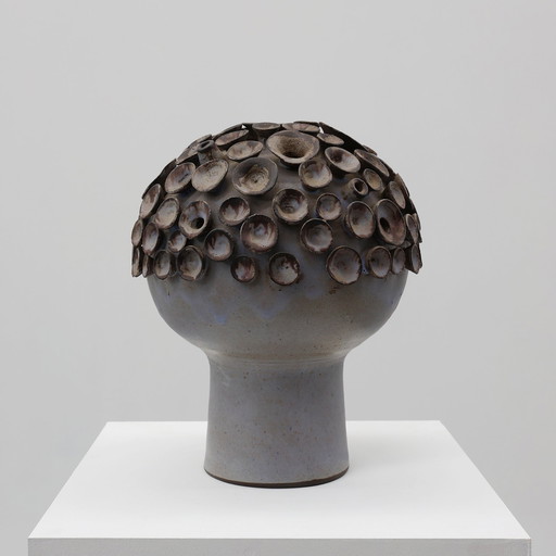 Organic ceramic “mushroom” sculpture signed EL, Belgium 1960s